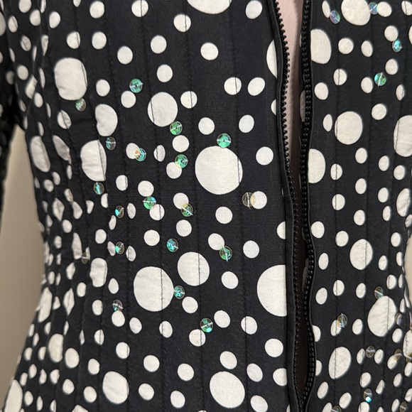 Anne Carson 100% silk, black & white polkadot jacket with sequins size m… - Picture 2 of 8